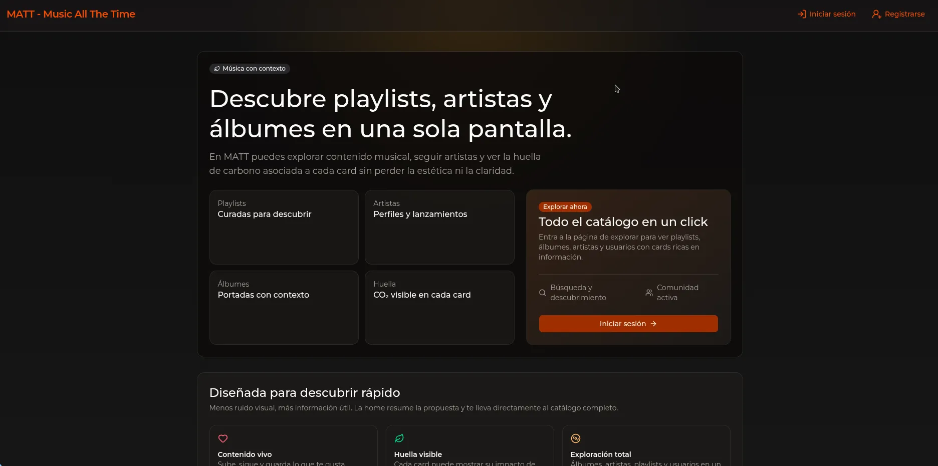 proyecto donde se ve una aplicación de streaming de música